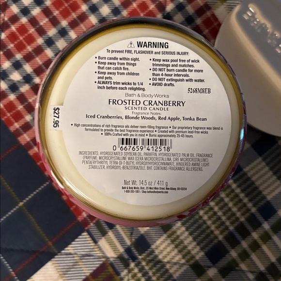 Bath & Body Works Frosted Cranberry Candle with Pink and Silver Design - Picture 4 of 5